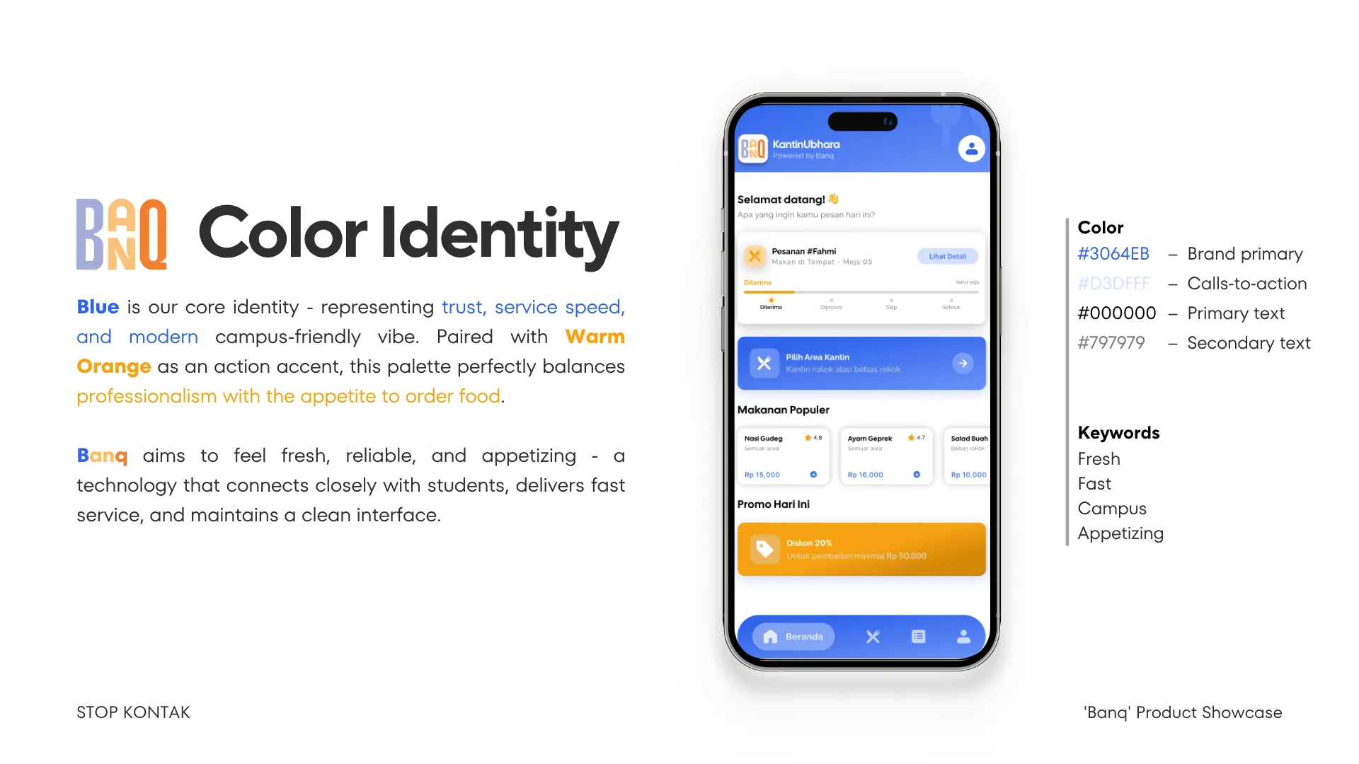 Banq design system showing color palette and typography